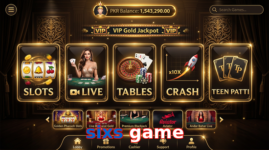 Main screen of Sixs Game casino page for PK players