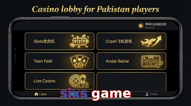 Lobby view of Sixs Game for Pakistan users